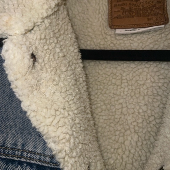LEVI’S PREMIUM Sherpa Denim Jean Jacket Sz XS *spots - Picture 8 of 13